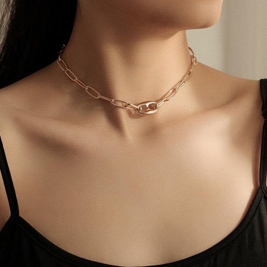 Dongdaemun necklace ins simple cold metal clavicle chain niche design sense versatile necklace
