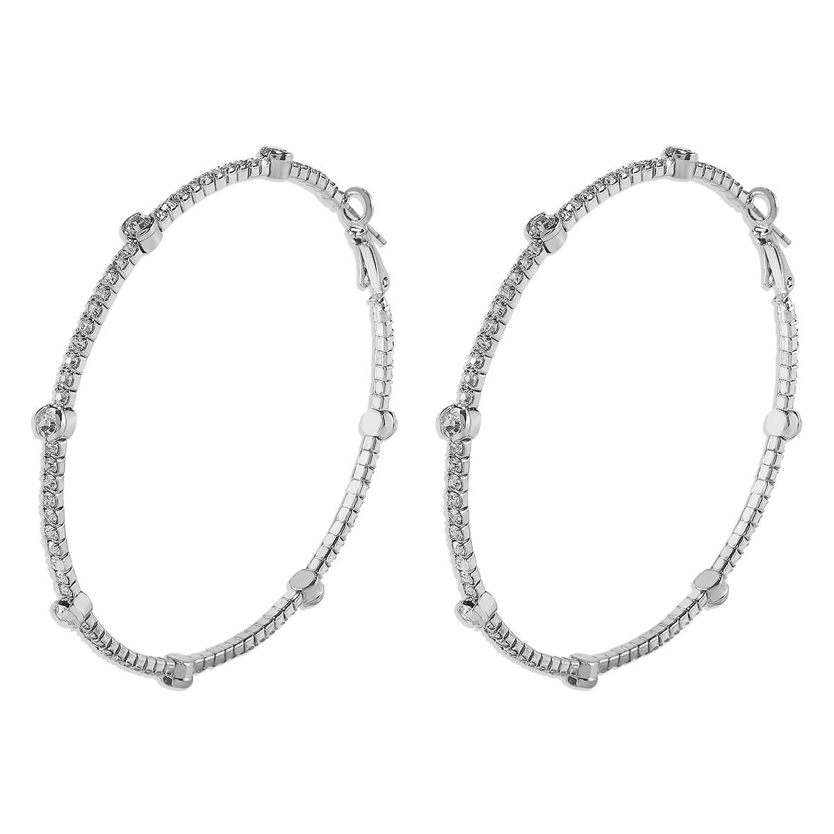E1457 Exaggerated Circle Earrings Claw Chain Rhinestone Trendy Earrings Hip Hop Night Shining Big Earrings