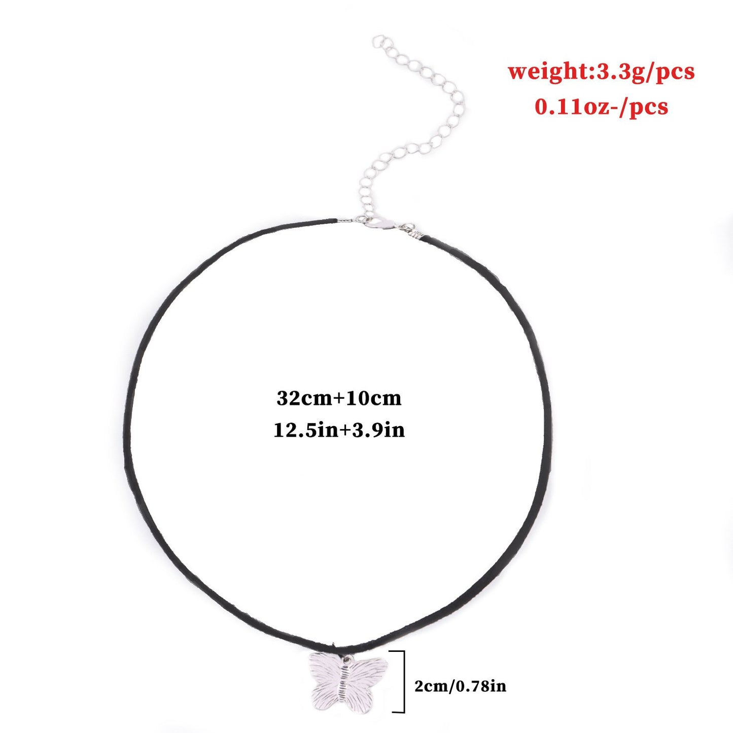 Jewelry Night Queen Striped Butterfly Necklace Female Punk Trendy Suede Fur Rope Short Pendant