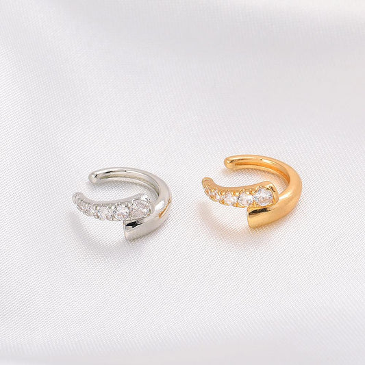ins niche design French style hole-free ear clip fashion retro personality temperament zircon C-shaped ear bone clip
