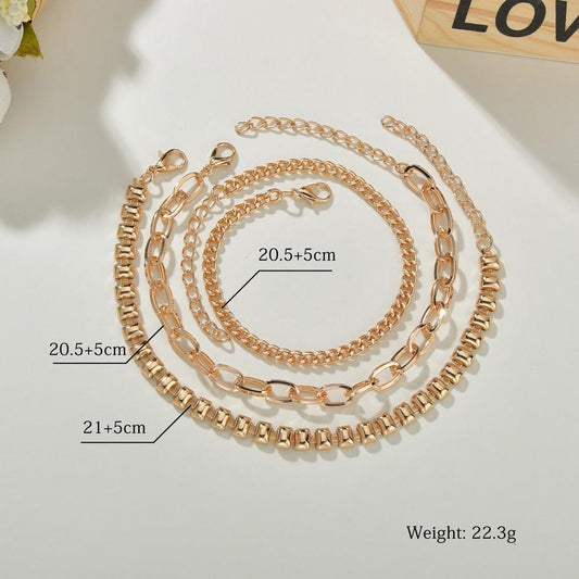 Popular summer beach electroplating KC gold anklet accessories 3 layers anklet for women