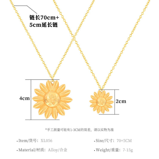Jewelry Bohemian Simple Sunflower Pendant Necklace Women's Fashion Sunflower Long Pendant