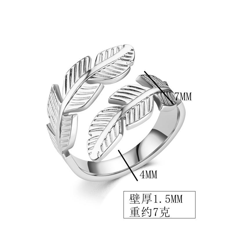 Fashion Feather Ring Open Titanium Steel Ring Angel Wings Hip Hop Stainless Steel Ring Jewelry