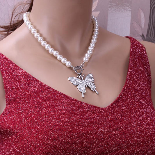 Jewelry Fashion Street Shooting Flash Diamond Clavicle Chain Necklace Personality Exaggerated Diamond Big Butterfly Necklace