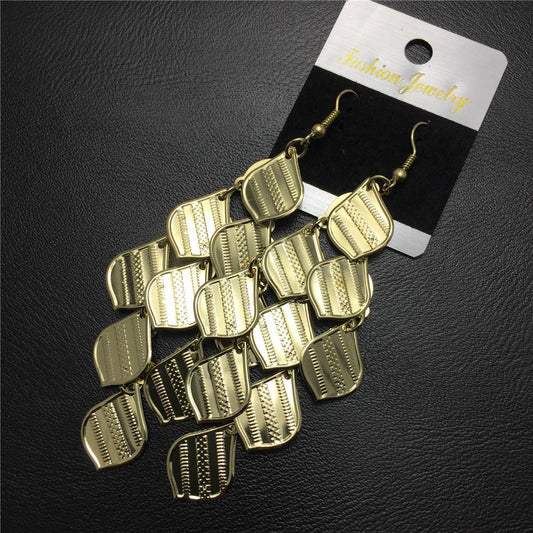 Fashionable retro personality rhombus small corrugated leaf metal sheet ladies earrings popular earrings