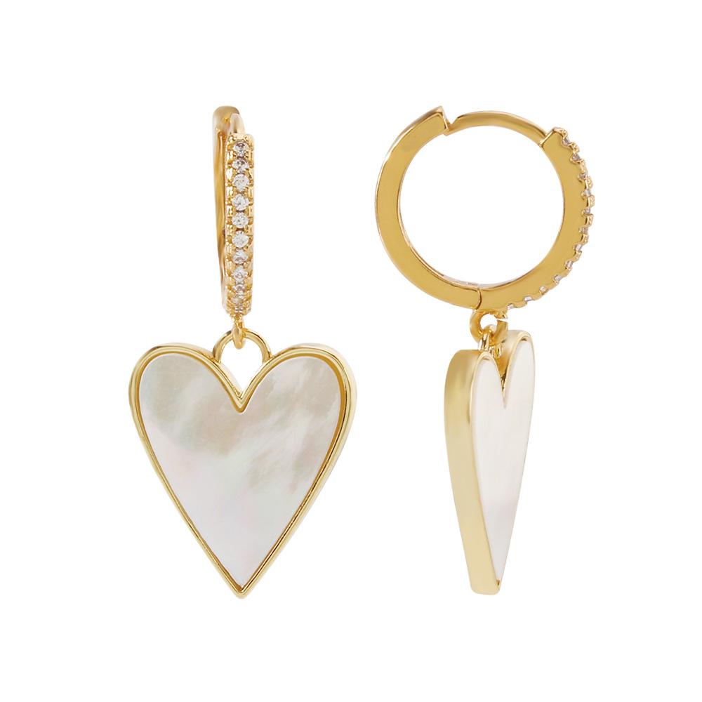 ZE16 Jewelry micro-inlaid simple niche love earrings creative temperament shell earrings