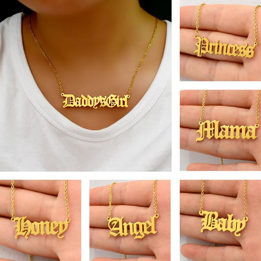 Explosive Ancient English Alphabet Series BabyMamaHoney Necklace Clavicle Chain Payment