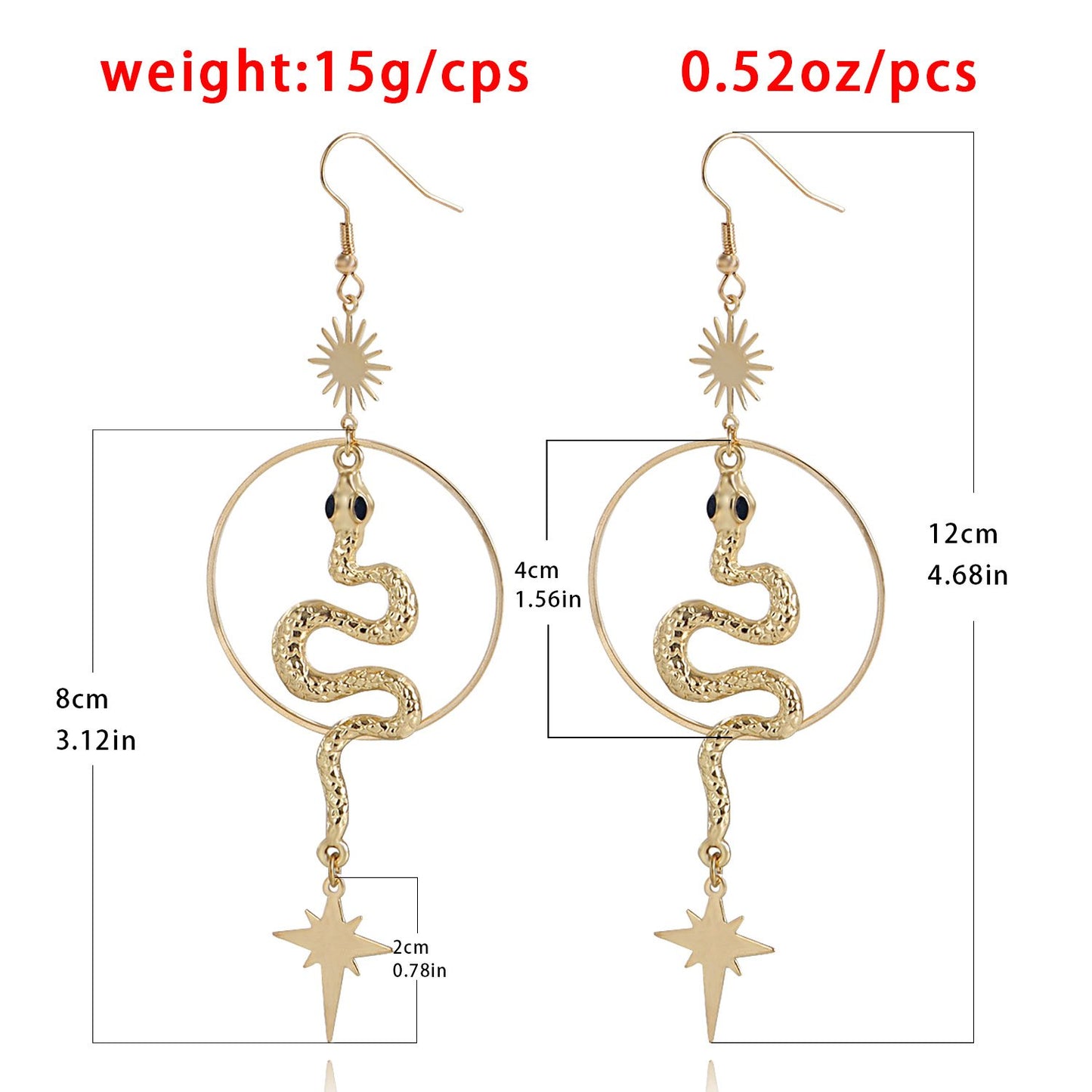Jewelry geometric large ring serpentine cross star tassel earrings earrings female hot girl earrings
