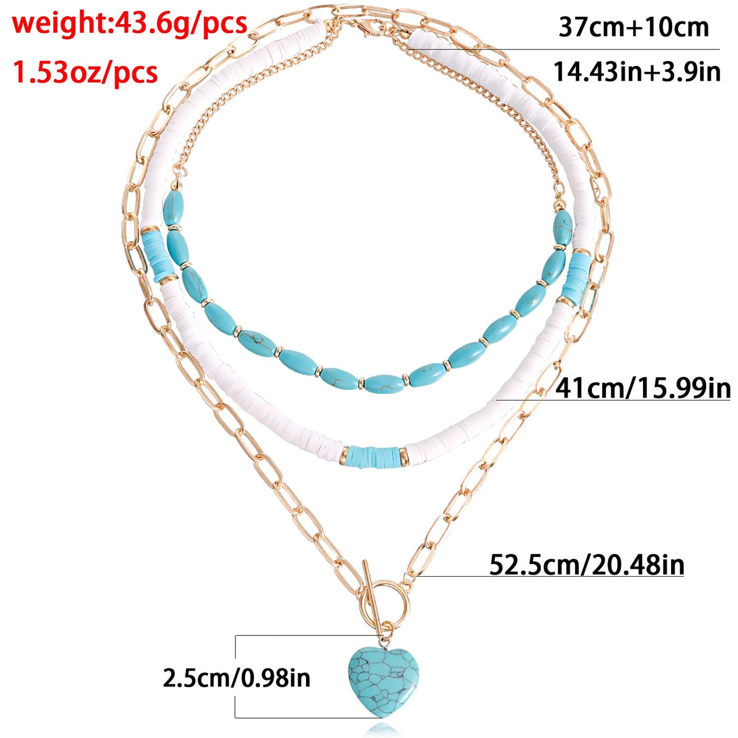 Jewelry bohemian soft pottery turquoise love pendant necklace female marine niche design