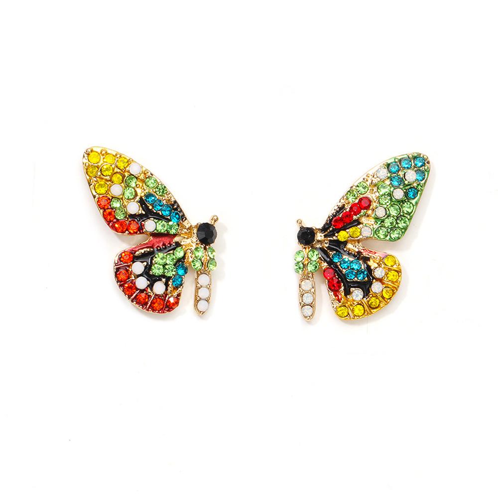 Ins fashion girl jewelry creative ear jewelry color butterfly diamond earring earrings earrings