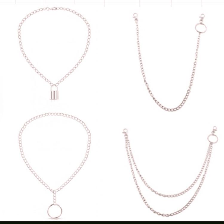 Jewelry Personality Retro Variety of Chain Necklace Fashion Ring Buckle Jeans Chain Lock Necklace