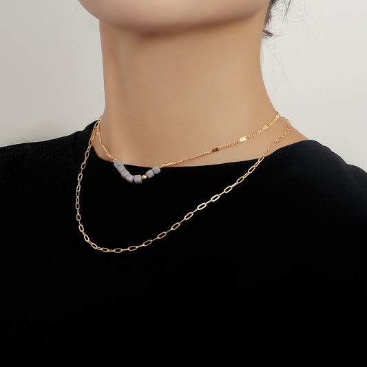 Jewelry Fashion Double Layer Necklace Sweater Chain Women's Trendy Cool Indifferent Niche Versatile Design Sense Necklace