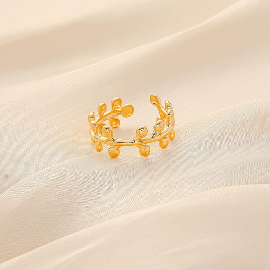 Jewelry titanium steel high-end opening branch flower rattan adjustable ring