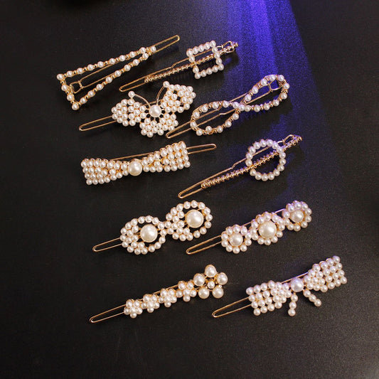 Jewelry pearl word clip hair clip headdress female net red creative geometric side clip hair accessories