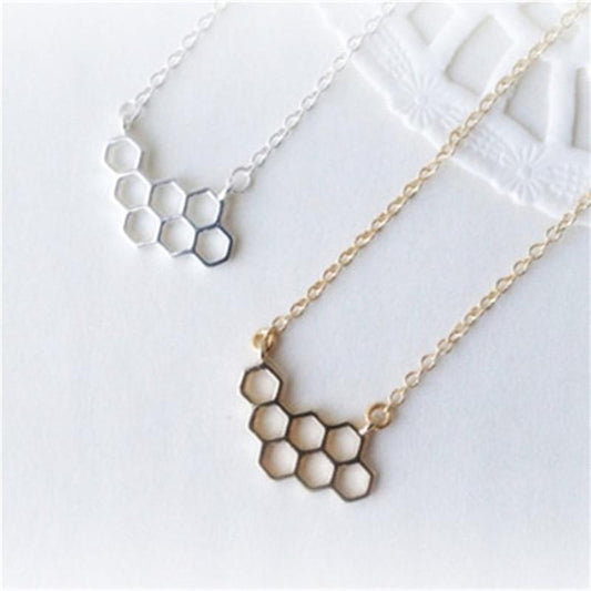 Hexagon Honeycomb Necklace Minimalist Accessories Delicate Clavicle Chain