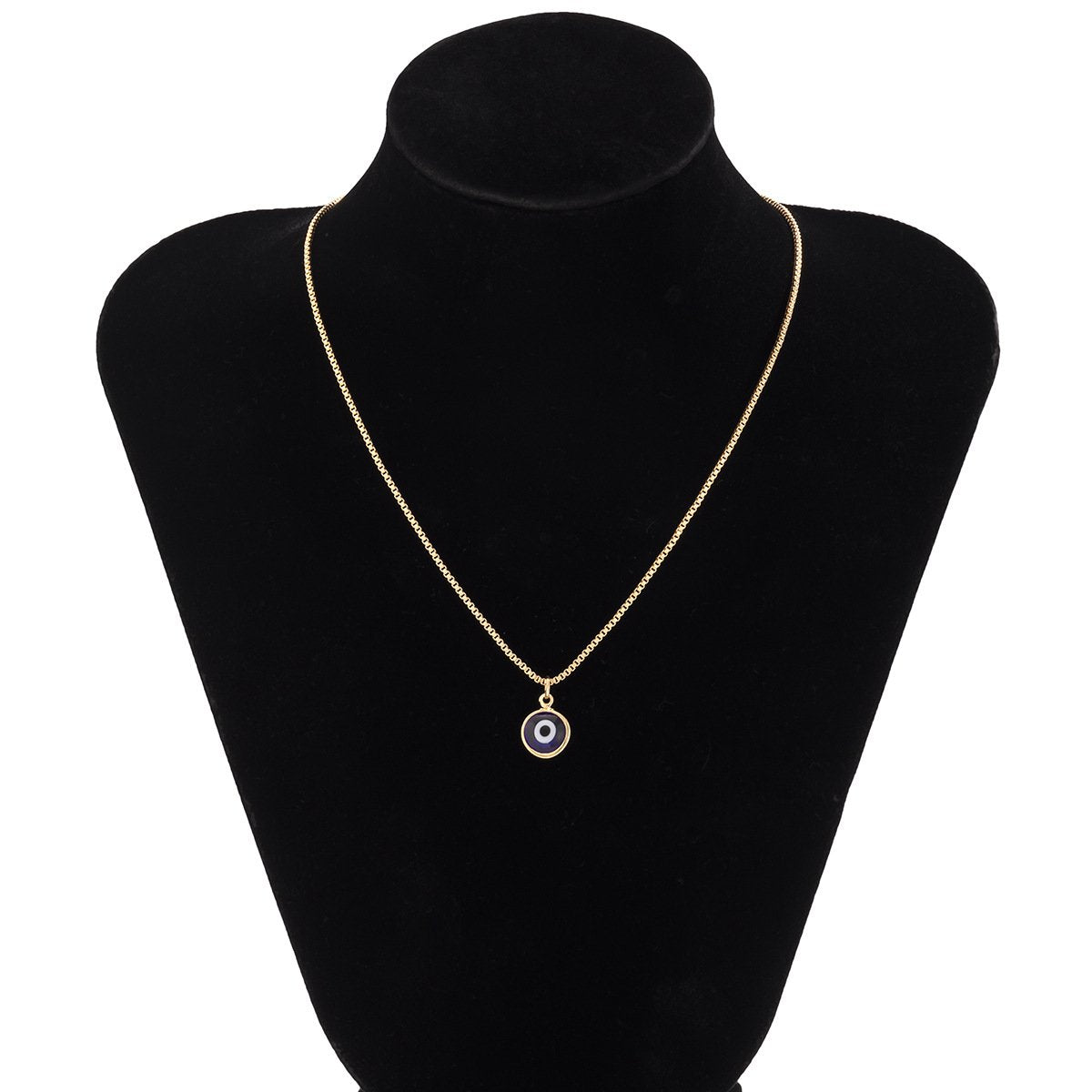 Jewelry Versatile Eye Pendant Metal Necklace Simple Geometric Box Chain Single Layer Necklace Female