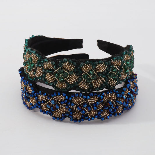 F4459 Baroque retro light luxury headband imitation crystal beaded heavy industry palace exaggerated dinner headband