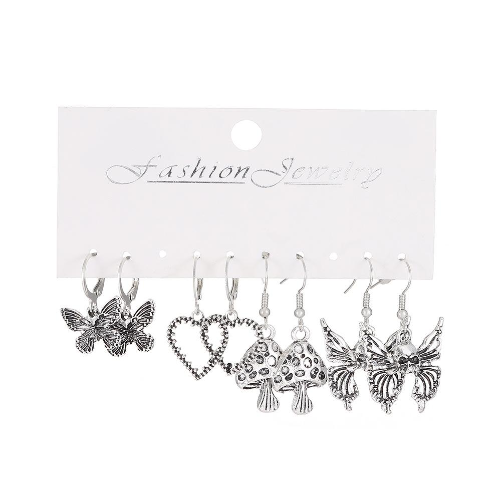 Ins Love Butterfly Earrings Set Female Retro Creative Snake Sword Mushroom Earrings Halloween Earrings