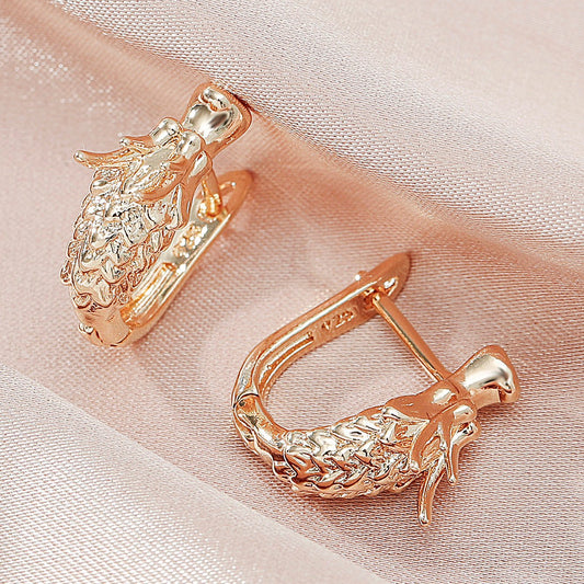 French retro round metal ear buckle ins cold simple bow belt earrings earrings
