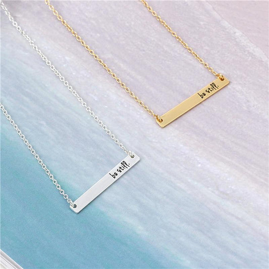 Creative letter lettering "bestill" horizontal bar pendant necklace supply