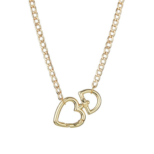 Vintage Fashion Copper Pendant Necklace Simple Heart Lock Necklace Women Accessories