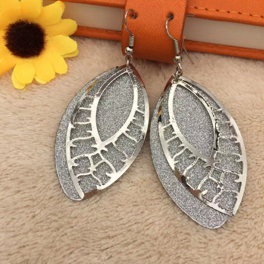 Heart Leaf Frosted Patch Earrings Oval Women's Earrings