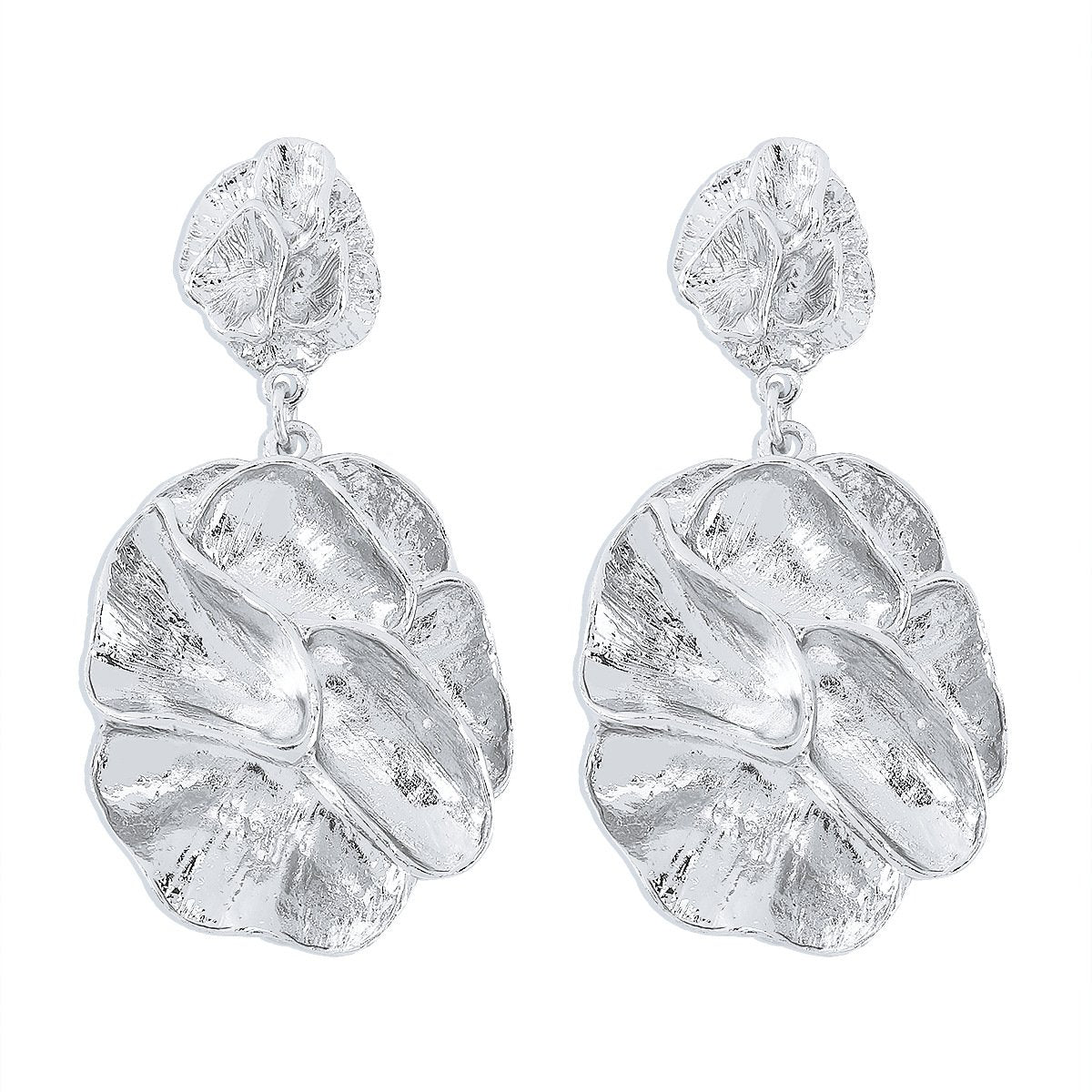 E1847 Metal Exaggerated Heavy Industry Earrings Geometric Irregular Leaves Retro Simple Personality Earrings