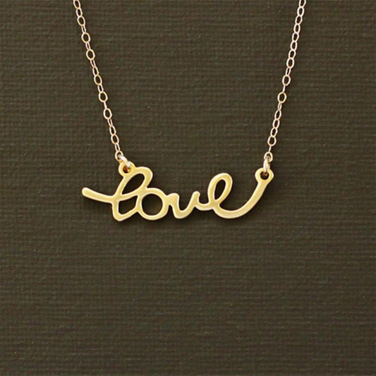 Fashion temperament versatile collarbone chain creative personality LOVE letter pendant necklace