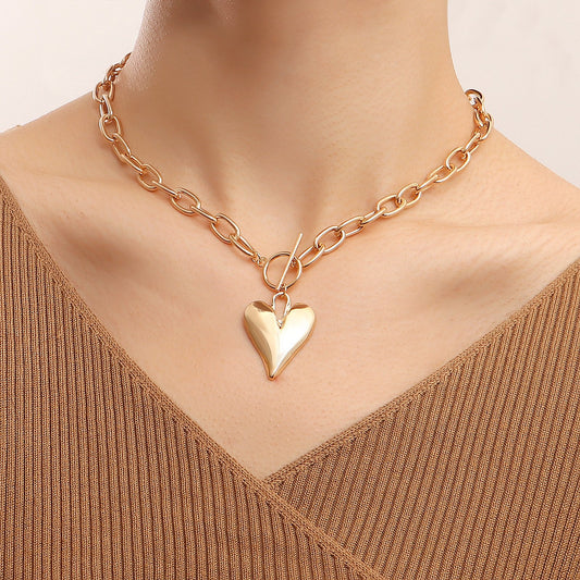Jewelry ins hip-hop collarbone necklace exaggerated big heart pendant necklace female