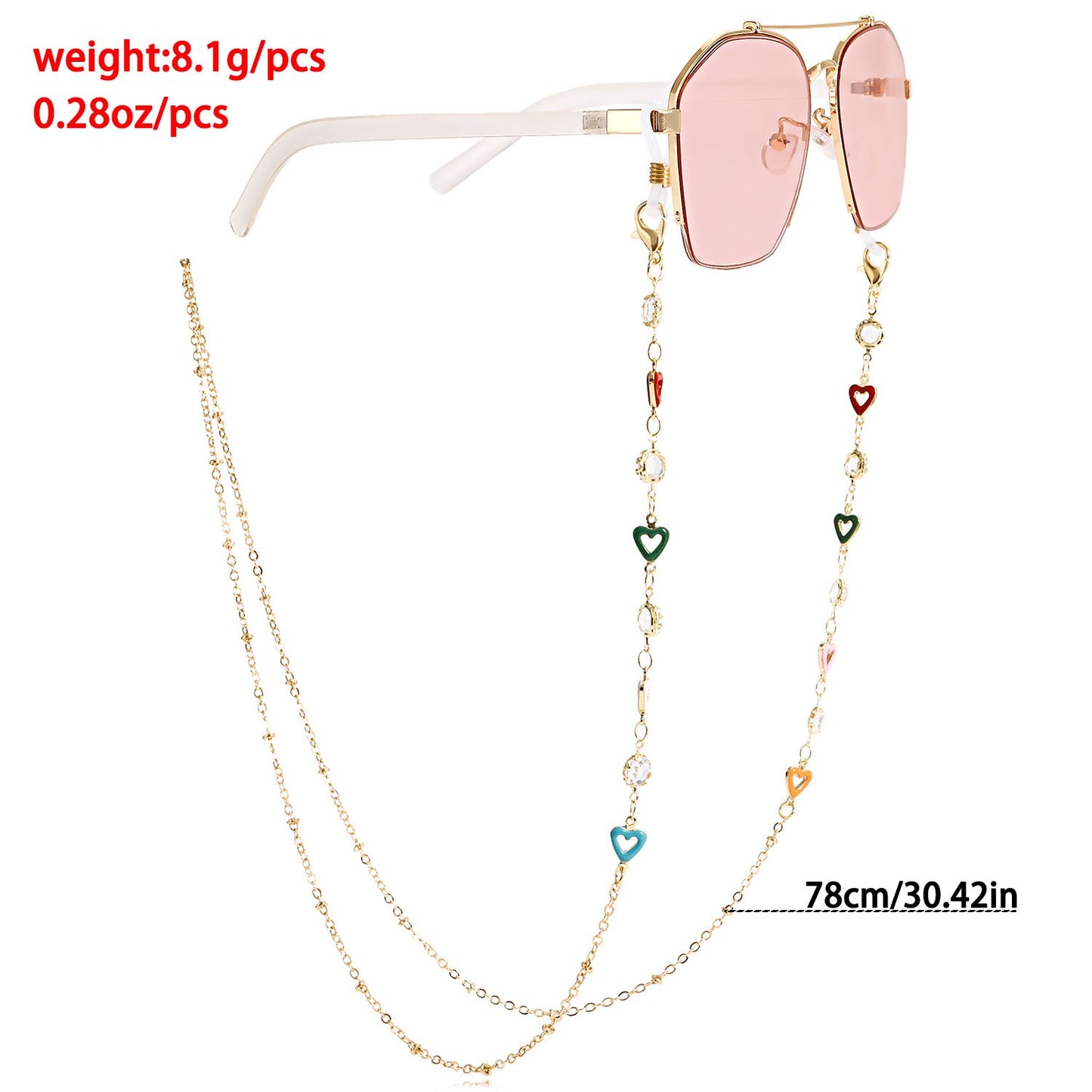Glasses non-slip rope dripping glaze color love love diamond handmade chain high-end glasses chain mask lanyard face chain female