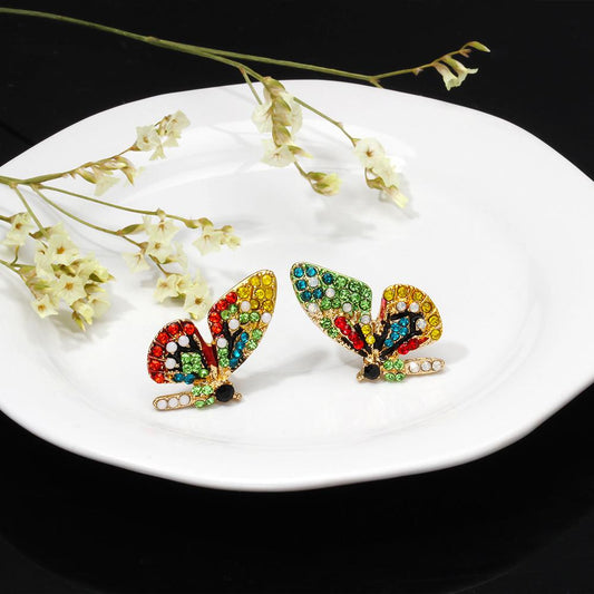 Ins fashion girl jewelry creative ear jewelry color butterfly diamond earring earrings earrings
