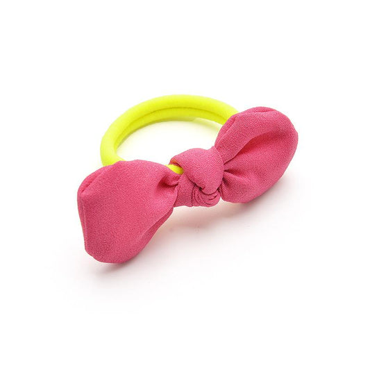 Cute Fluorescent Color Contrasting Color Hair Rope Chiffon Soft Rabbit Ear Bow Hair Tie
