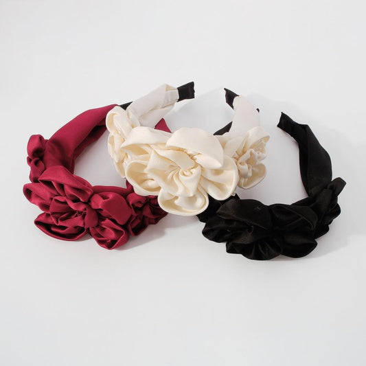 F3628 pure color net red pressure hair headband fashion fabric exaggerated flower headband niche French hair accessories for women