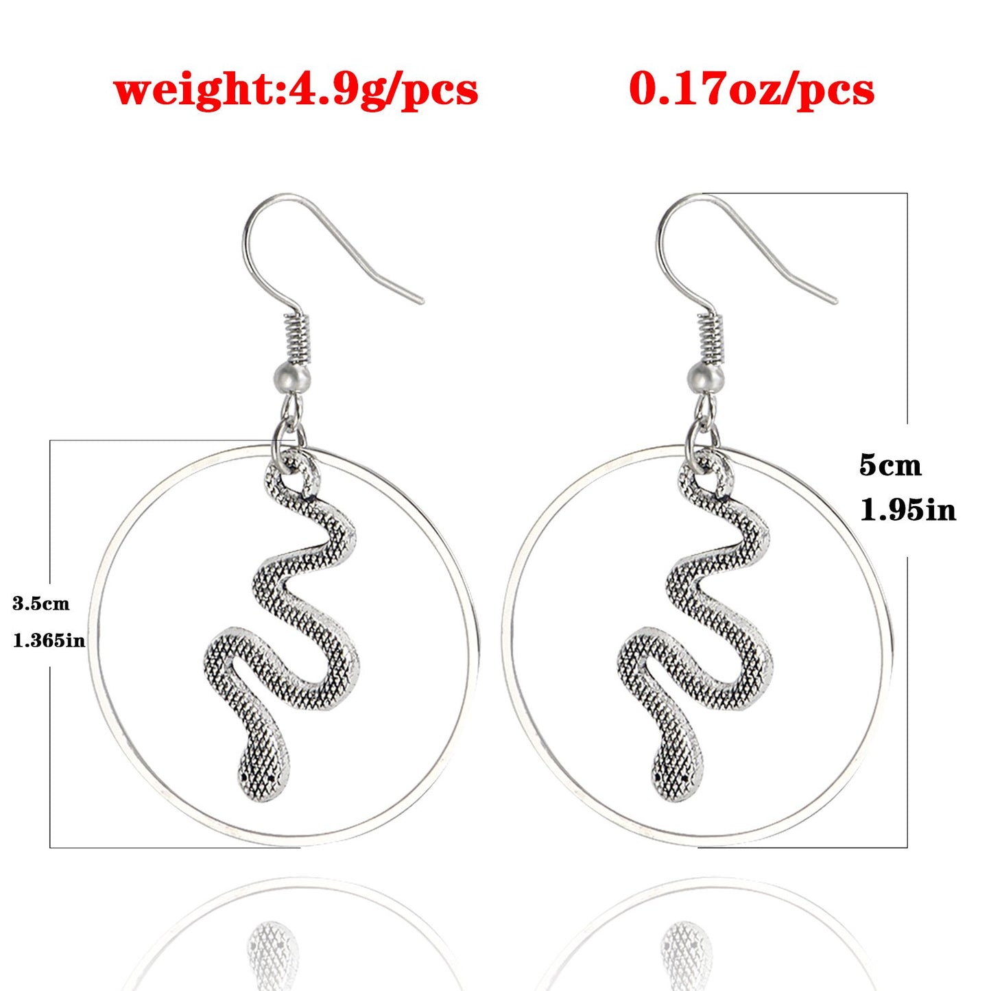 Jewelry geometric large ring snake pendant earrings women's earrings high-end sense niche not easy to fade
