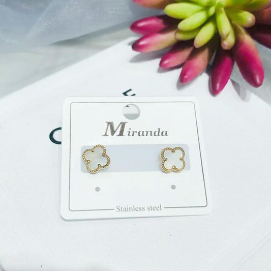 ins925 silver needle four-leaf clover earrings female simple fashion titanium steel gold-plated zirconium earrings for earrings