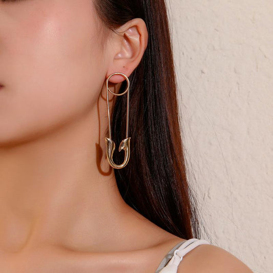 Fashion Earrings Creative Simple Versatile Pin Earrings Female Cold Personality Exaggerated Paper Clip Earrings