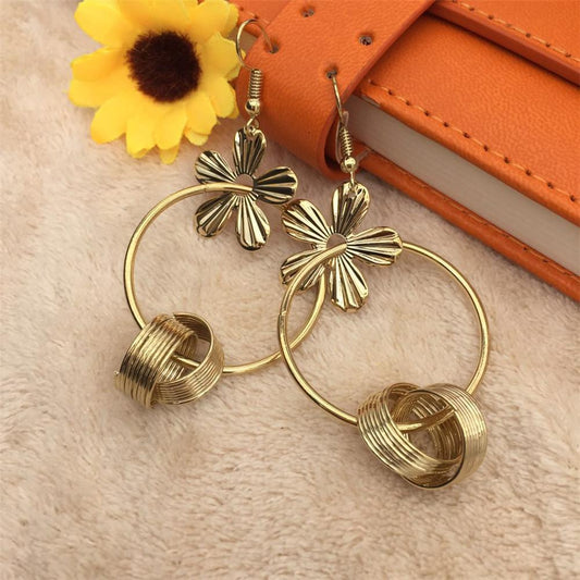 Double Circle Cross Large Circle Circle Sunflower Female Earrings Pop Earrings Night