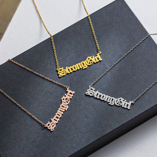 StrongGirl Letter Temperament Necklace Female Dongdaemun Trendy Cool Spice Girl Clavicle Chain Net Red Fashion Pendant
