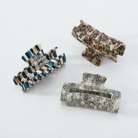 F4294 Exaggerated Striped Resin Clip French Light Luxury Lazy Fashion Medium Ponytail Hair Clip