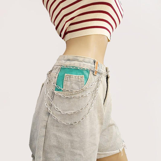 Jewelry fashion punk cool handsome multi-layer underwear chain geometric retro body chain personality all-match