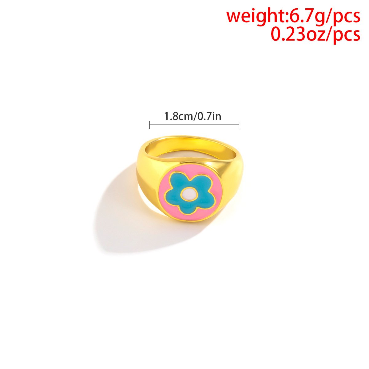 Ornaments simple dripping oil color small flower ring female all-match geometric sweet cool babes jewelry
