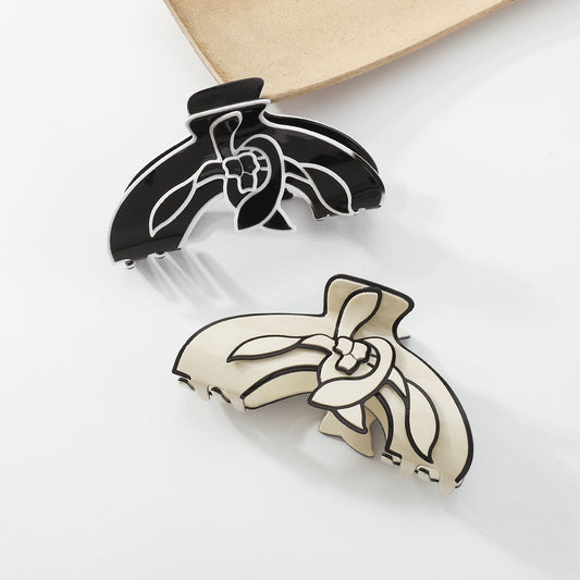 F4324 French Elegant Retro Magnolia Flower Head Clip Creative Design Sense Three-dimensional Niche Hair Clip