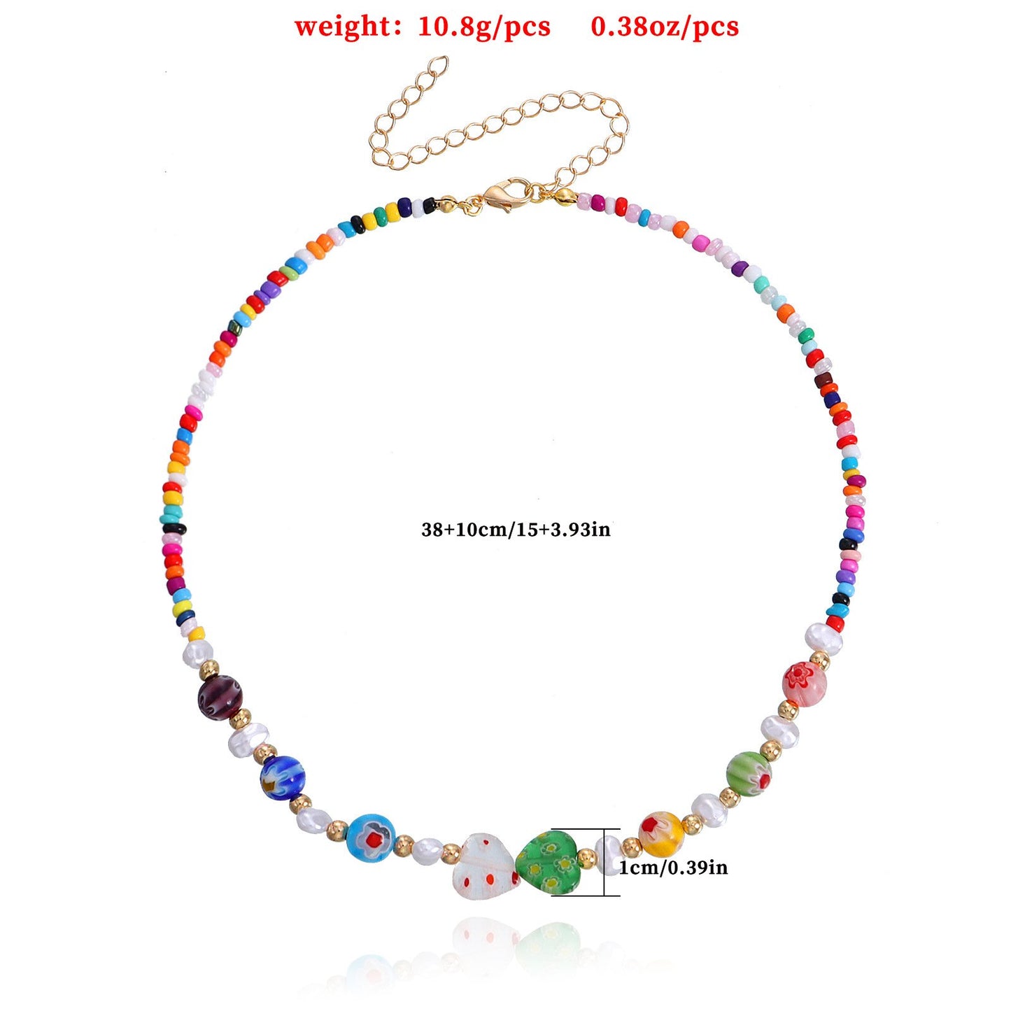 Jewelry Bohemian Fairy Color Rice Bead Glass Flower Love Freshwater Pearl Necklace Female