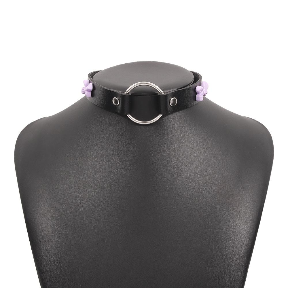 N9619 Trendy Punk Leather Collar Personality Street Shooting Ring Necklace Temperament Sexy Necklace