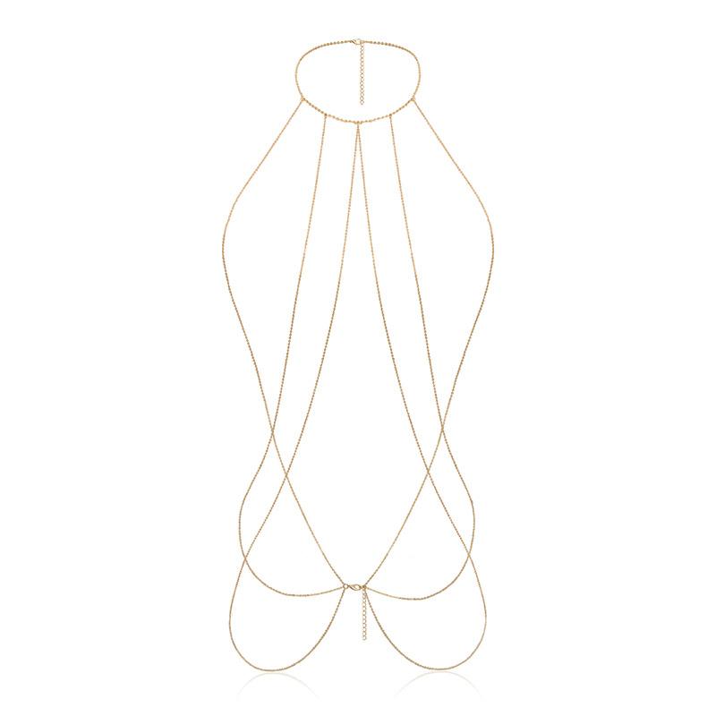 Multi-layer tassel body chain women's sexy sexy outerwear hollowed out female bare body night hollowed out metal breast chain