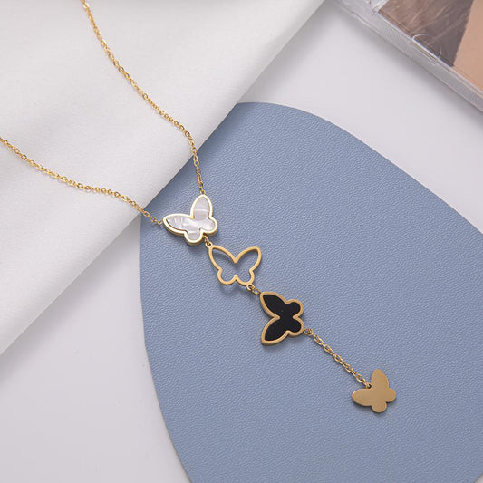Original fresh small butterfly necklace light luxury niche stainless steel collarbone chain inssen series for girlfriend