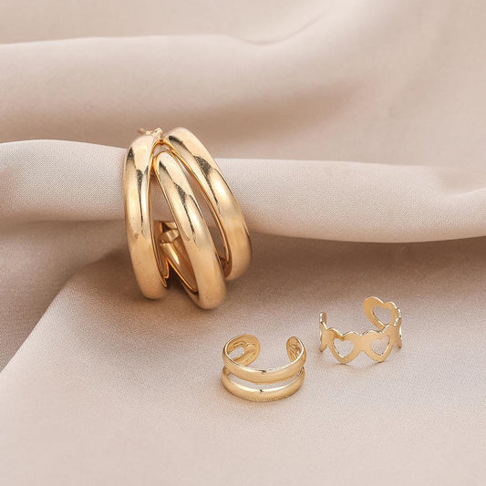 Love C-shaped hollow earrings simple no piercing ear bone clip set earrings niche design sense mixed batch