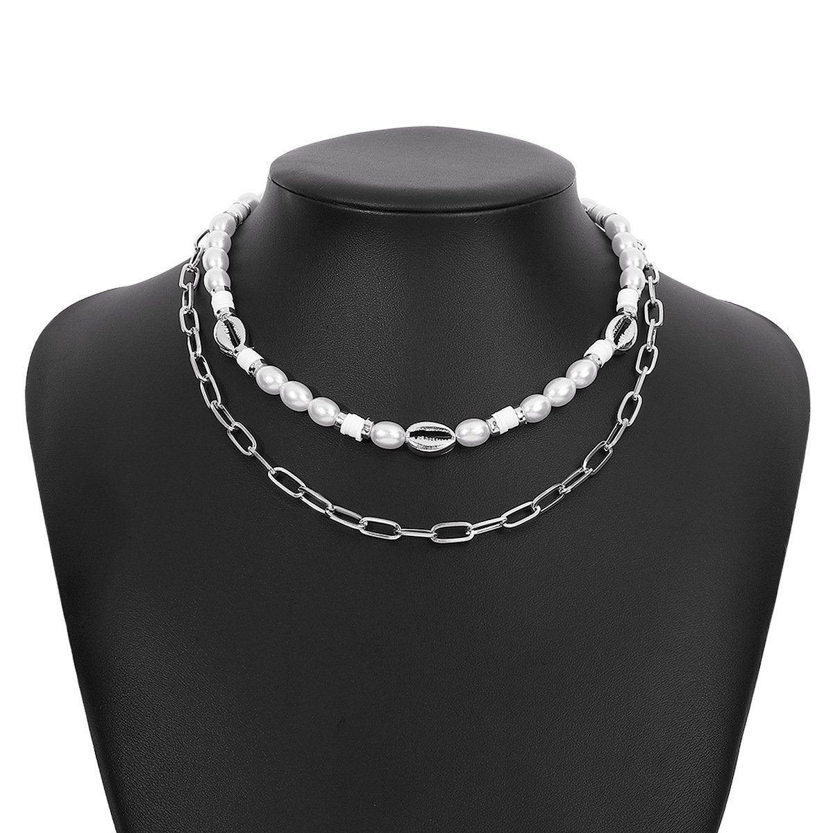 N1351 Elegant Retro Ethnic Necklace Pearl Shell Chain Multi-element Necklace Exaggerated Necklace