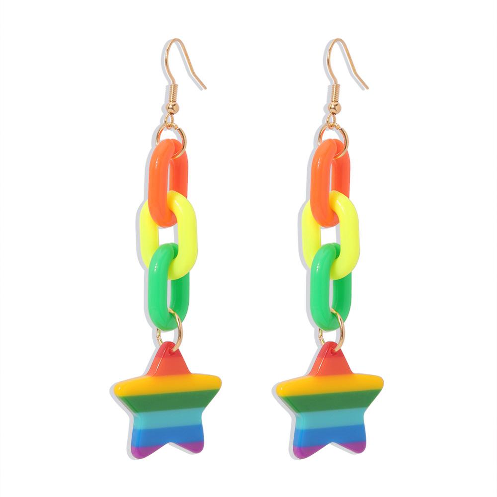 E1214 Jewelry Fashion Acrylic Long Earrings Candy Color Elegant Heart Star Earrings