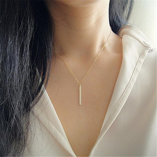 One word vertical strip long exquisite collarbone chain vertical long necklace